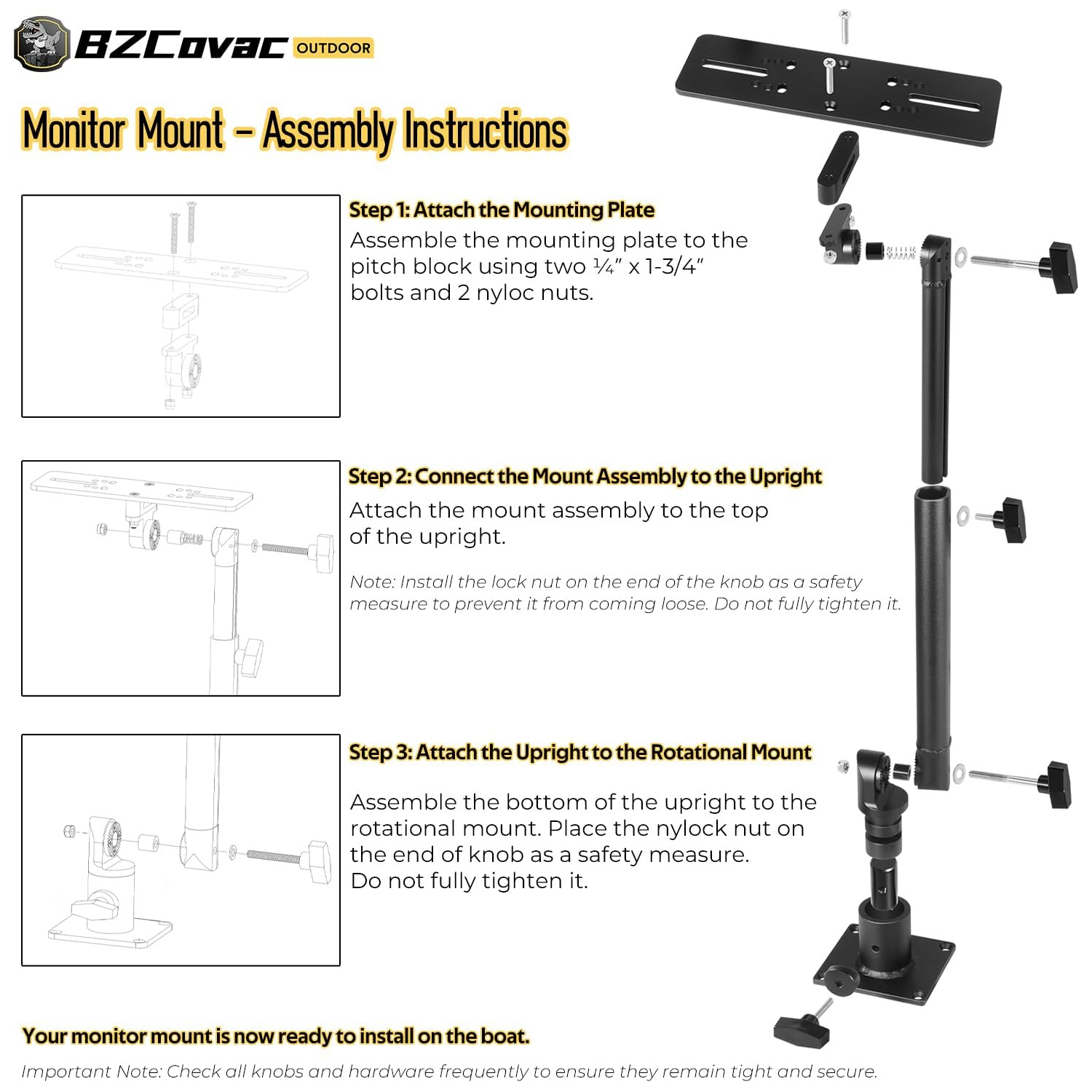 Marine Anodized Aluminum Monit – Fish Finder Mount recenzja i cena